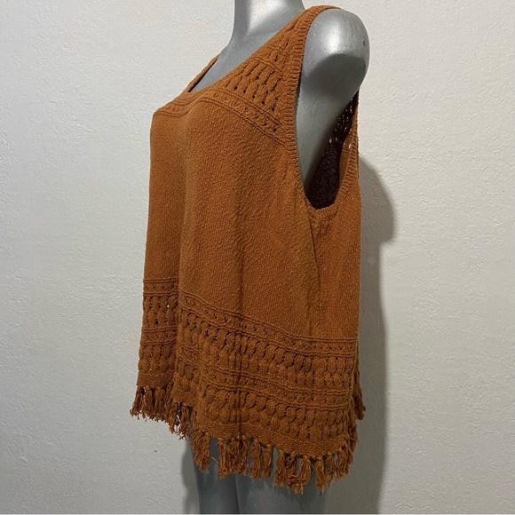 Bohemian Knit Sleeveless Sweater Top Blouse Tassels Size 3X Mustard Coastal Boho - Picture 2 of 3